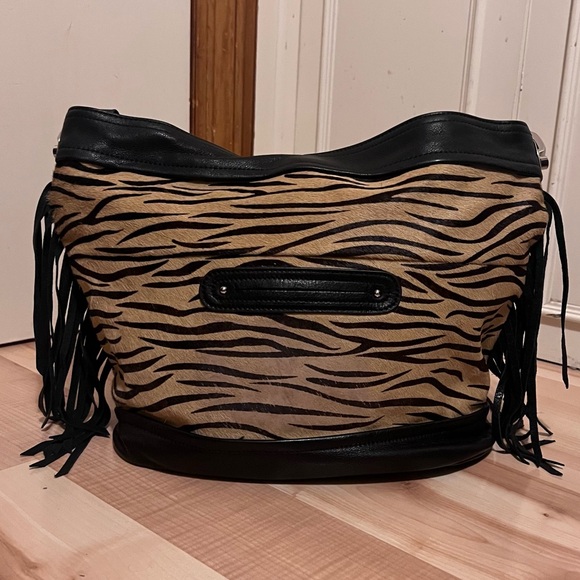 B Makowski Animal Print Calf Hair Bag - Picture 2 of 15